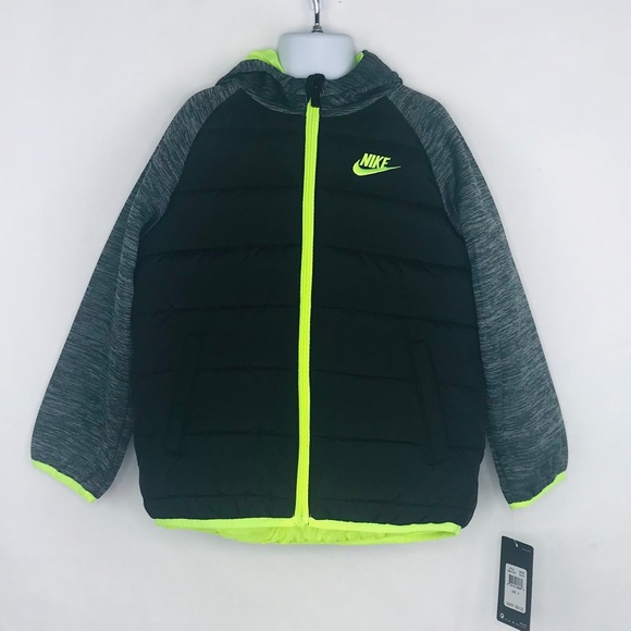 NIKE JACKET BLACK/GRAY/VOLT Boys SIZE 6
